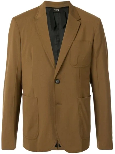 Shop N°21 Classic Fitted Blazer In Brown