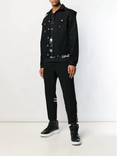 Shop Alexander Mcqueen Hooded Denim Jacket In 1000 Black