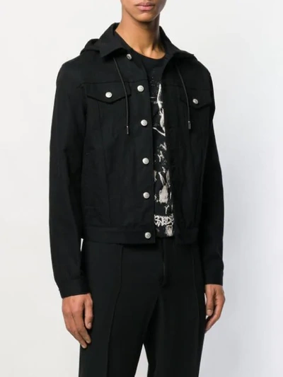 Shop Alexander Mcqueen Hooded Denim Jacket In 1000 Black
