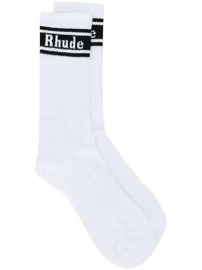Shop Rhude Sport Socks In White