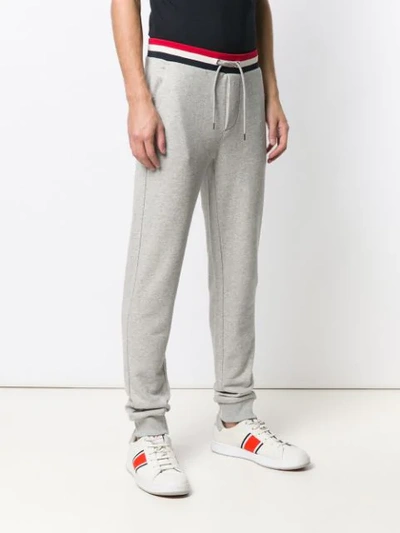 Shop Moncler Striped Waistband Track Pants In Grey
