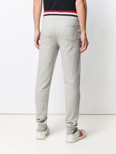 Shop Moncler Striped Waistband Track Pants In Grey