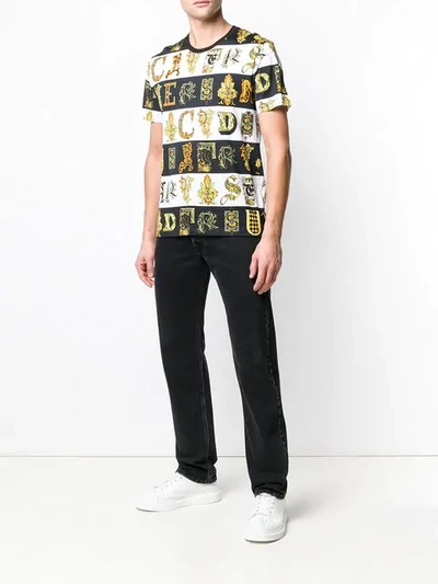 Shop Versace Striped Printed T In White