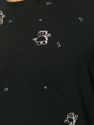 SAINT LAURENT 全棉机器人印花T恤 - 黑色