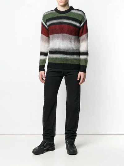 Shop Dsquared2 Striped Round Neck Sweater In Green