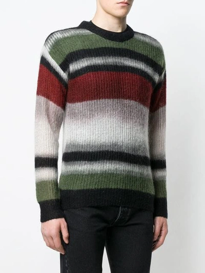 Shop Dsquared2 Striped Round Neck Sweater In Green