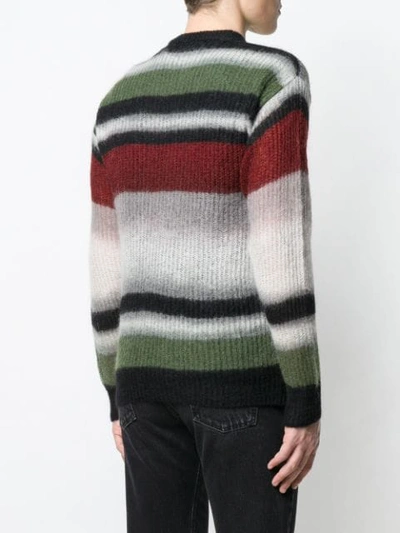 Shop Dsquared2 Striped Round Neck Sweater In Green