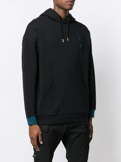 GIVENCHY EMBROIDERED LOGO HOODIE - 黑色