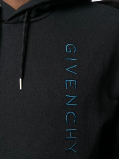 Shop Givenchy Embroidered Logo Hoodie In 001 Black