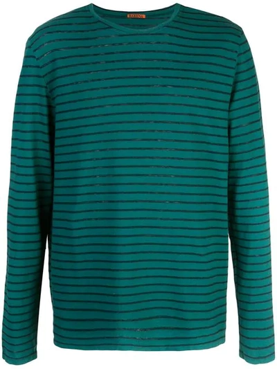 Shop Barena Venezia Longsleeved Striped T-shirt In Green