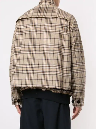 Shop Sacai Check Bomber Jacket In Neutrals