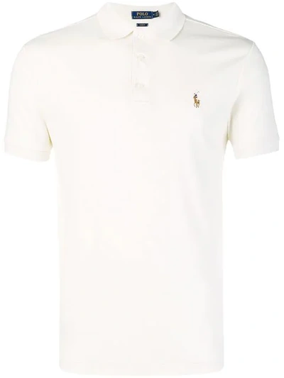 Shop Polo Ralph Lauren Logo Polo Shirt In Neutrals