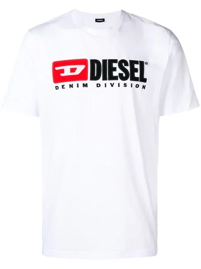 Shop Diesel Logo Appliqué T-shirt In White