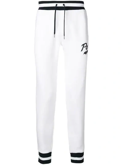 Shop Polo Ralph Lauren Tapered Logo Jogging Trousers In White
