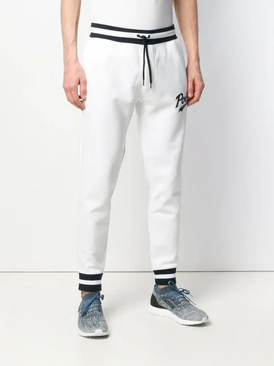 Shop Polo Ralph Lauren Tapered Logo Jogging Trousers In White