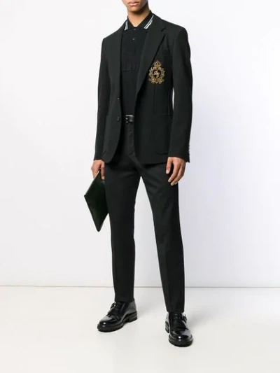 Shop Dolce & Gabbana Embroidered Blazer In Black