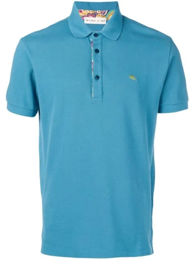 Shop Etro Chest Logo Polo Shirt In Blue