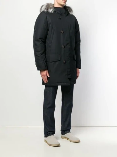 Shop Brioni Parka Coat In Blue