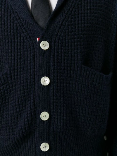 Shop Thom Browne Tipping Stripe Chunky Cardigan In 415 Navy