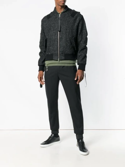 Shop Matthew Miller Barric Wool Bomber Jacket In Black Multi