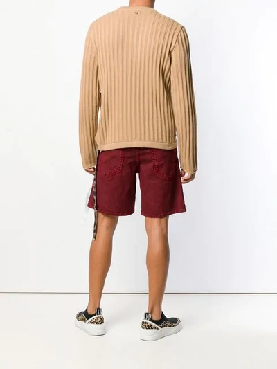 Shop Just Cavalli Patterned Split Hem Sweater In Neutrals
