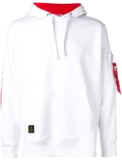 ALPHA INDUSTRIES SIDE STRIPE HOODIE - 白色