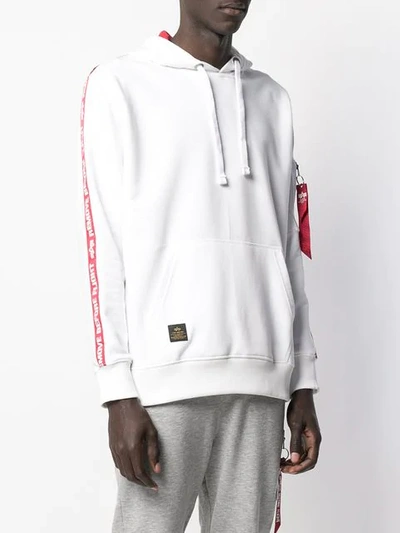 Shop Alpha Industries Side Stripe Hoodie In White