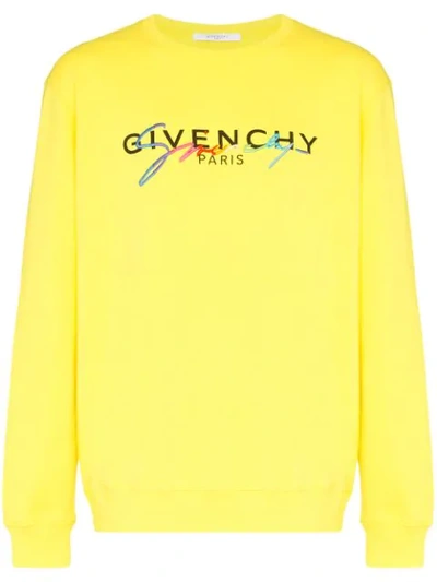 Givenchy Signature Logo-embroidered Sweatshirt In Yellow | ModeSens