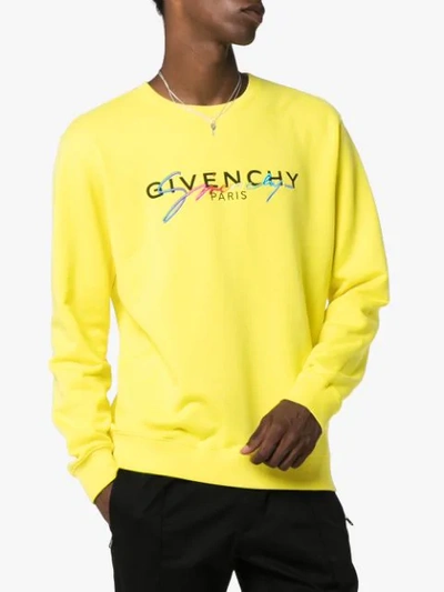 Shop Givenchy Signature Logo-embroidered Sweatshirt In Yellow