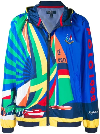 Shop Polo Ralph Lauren Sailboat Print Hooded Jacket In Blue