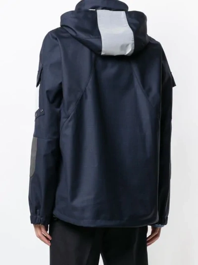 Shop Junya Watanabe Check Print Hooded Jacket In Blue