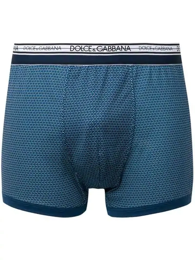 Shop Dolce & Gabbana Micro Pattern Boxers In Blue