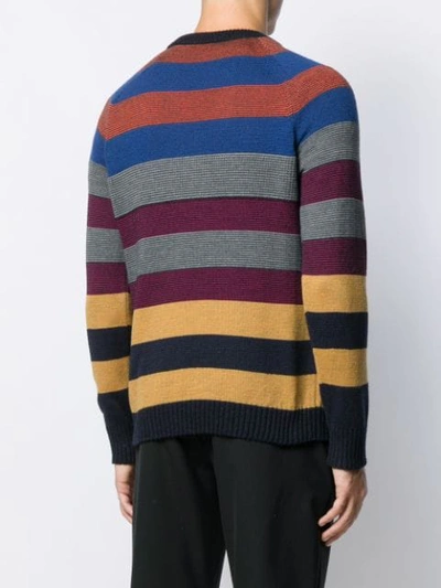 Shop Missoni Logo Striped Sweater In Blue