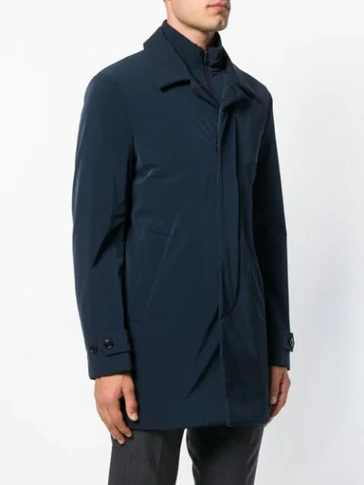 Shop Fay Lapels Rain Coat In Blue