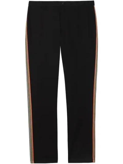 Shop Burberry Slim Fit Icon Stripe Detail Cotton Chinos In Black