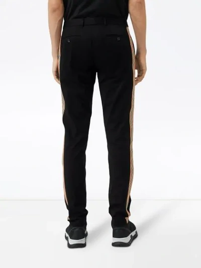 Shop Burberry Slim Fit Icon Stripe Detail Cotton Chinos In Black