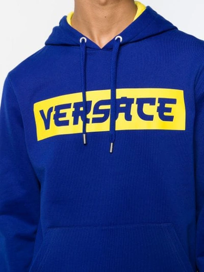 VERSACE LOGO双色连帽衫 - 蓝色