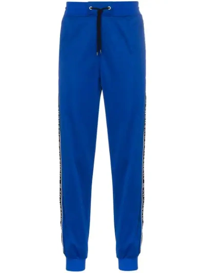 Shop Givenchy Logo Stripe Track Pants In Blue