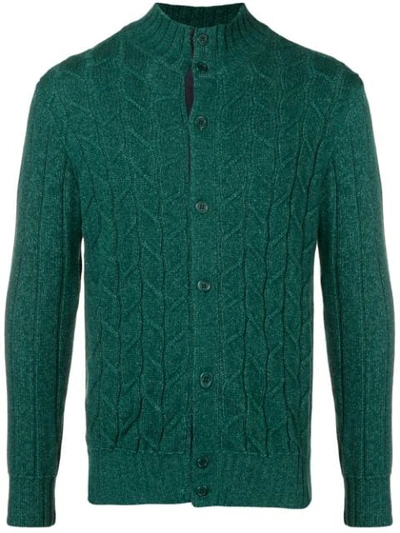 Shop Doriani Cashmere Cable-knit Fitted Cardigan - Green