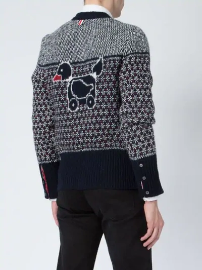 Shop Thom Browne Patterned Cardigan In Blue