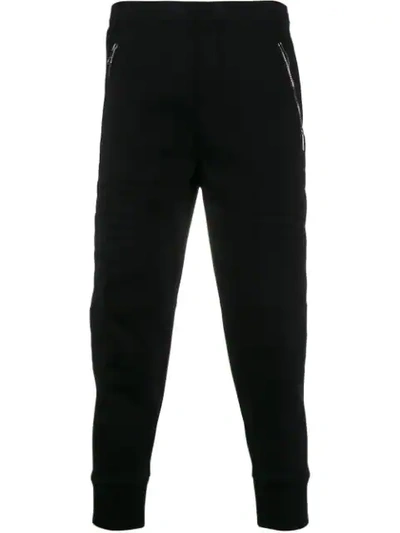Shop Neil Barrett Cropped Tapered Track Trousers In Black