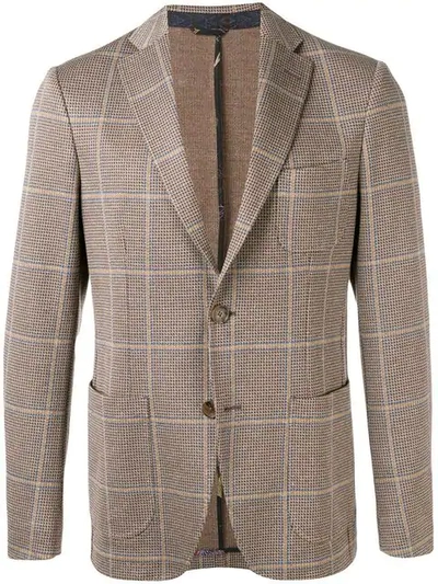 Shop Etro Formal Check Blazer In Brown