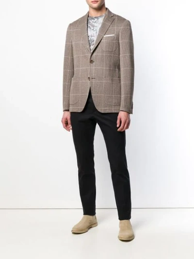 Shop Etro Formal Check Blazer In Brown