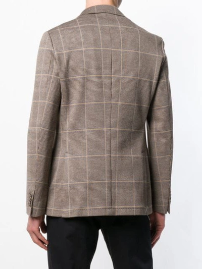 Shop Etro Formal Check Blazer In Brown