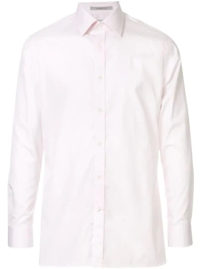 Shop Gieves & Hawkes Striped Long-sleeve Shirt In Pink