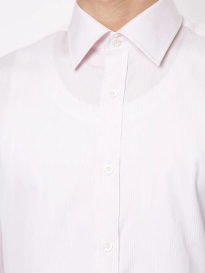 Shop Gieves & Hawkes Striped Long-sleeve Shirt In Pink