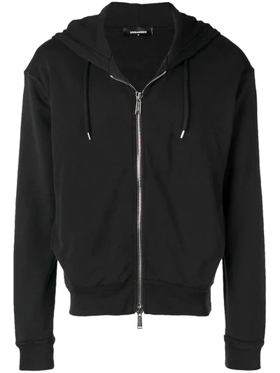 Shop Dsquared2 Zipped Up Hoodie In Black