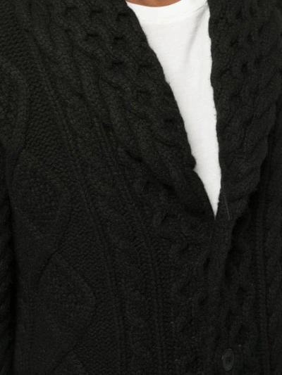 Shop Alanui Cable-knit Frayed Cardigan In Black