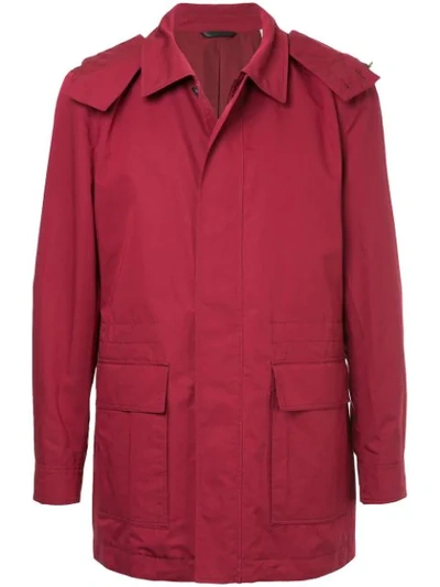 Shop Gieves & Hawkes Zip Up Coat In Red