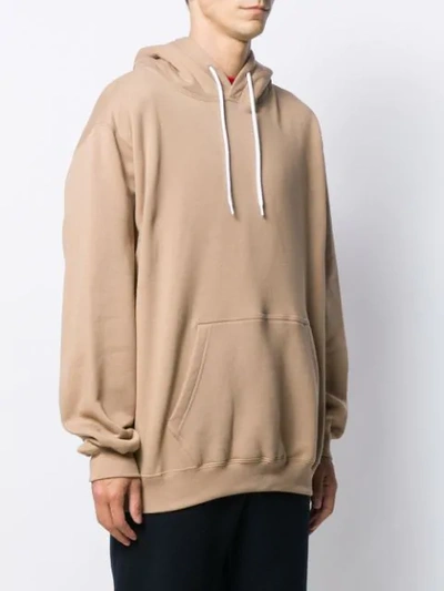 Shop Msgm Logo Print Hoodie In Neutrals